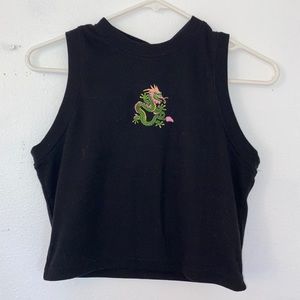 Dragon embroidered tank top